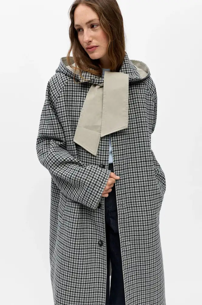 Object Holly Grey Checked & Beige Reversible Trench Coat