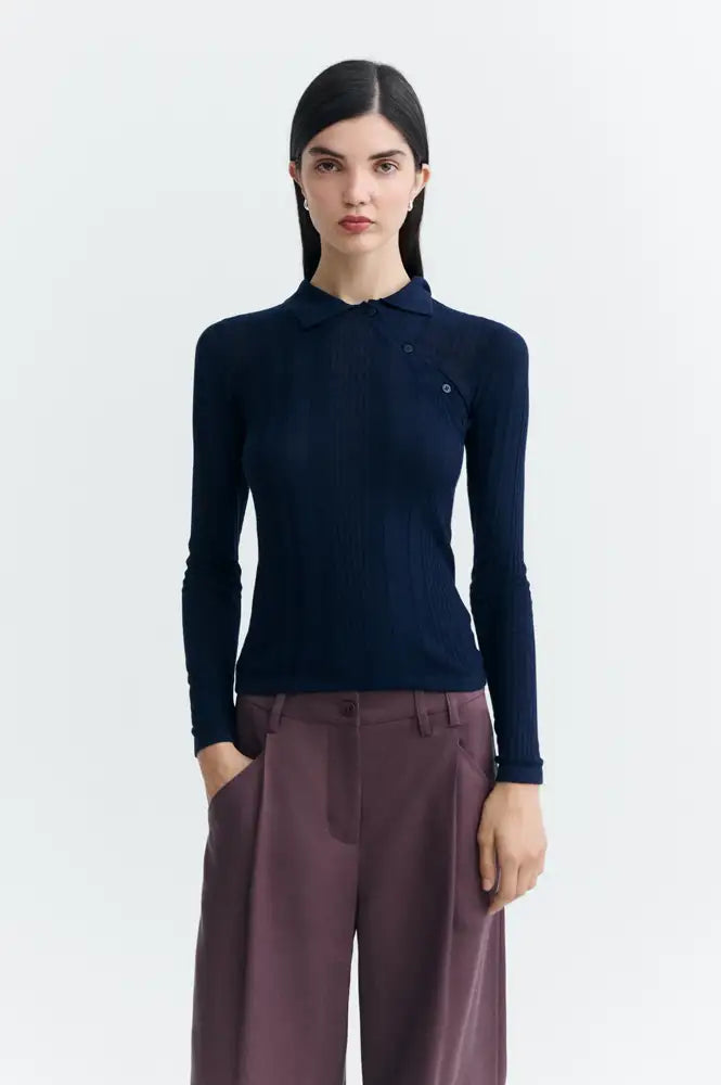 Thinking Mu Dante Navy Knitted Jumper - The Mercantile London