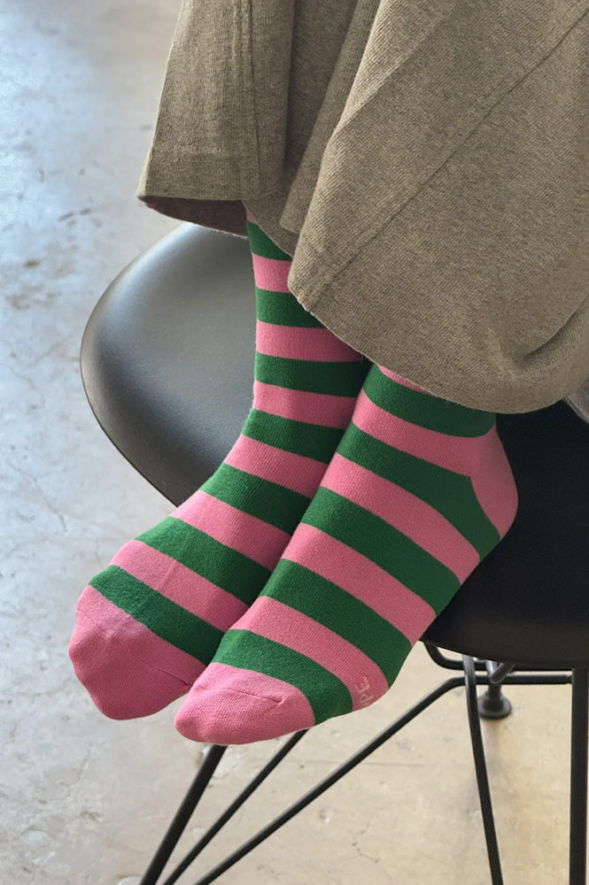 Le Bon Shoppe Wally Pink Wide Stripe Socks - The Mercantile London