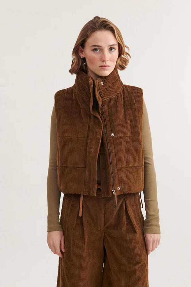 Basic Apparel Isa Desert Palm Padded Vest - The Mercantile London