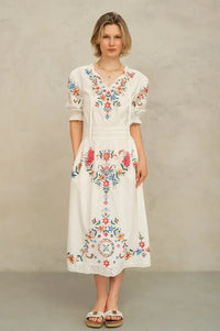 M.A.B.E Gracie Floral Embroidered Midi Dress