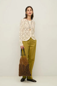 Yerse Ecru Crochet Cardigan