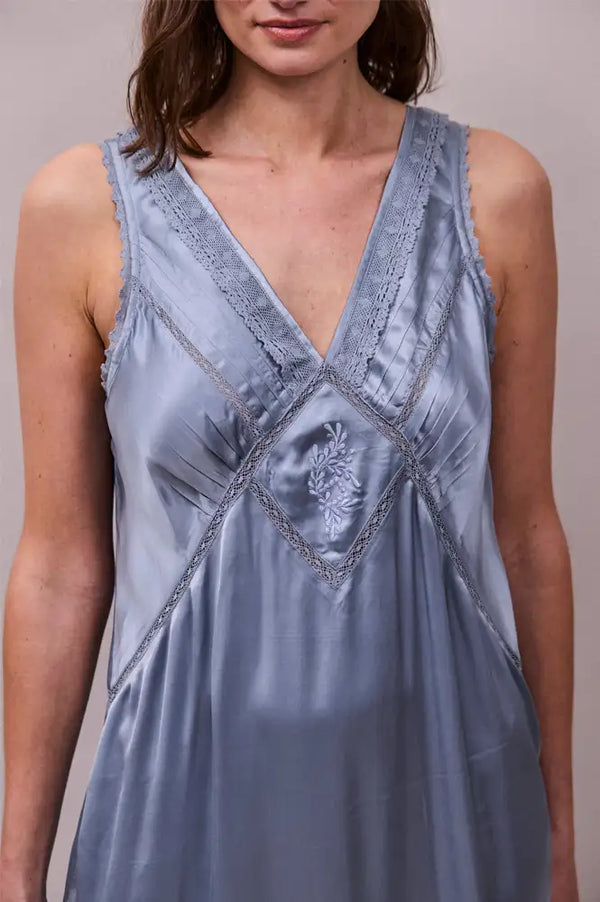 Faune Primrose Cornflower Blue Slip Dress - The Mercantile London