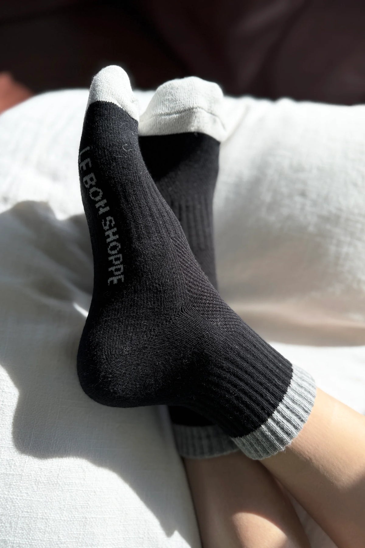 Le Bon Shoppe Girlfriend Colour Block Black Grey Socks