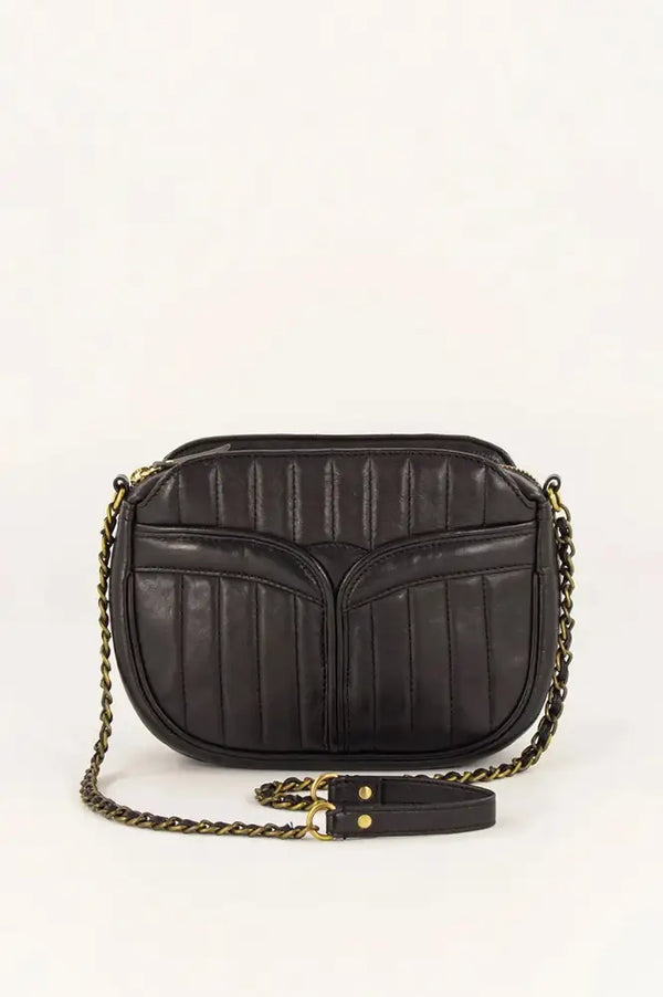 Sessùn Divine Black Leather Shoulder Bag