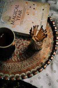 Old Green Recycled Clear Glass Pot with Matches