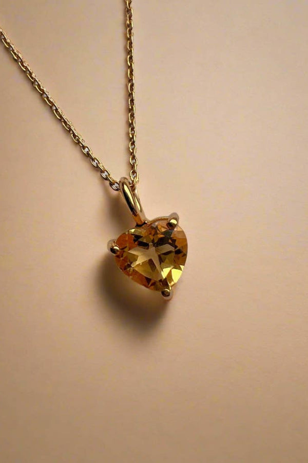 Lunar Citrine Heart Gemstone Necklace - The Mercantile London