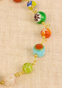 Millefiori Glass Bead Chain Bracelet