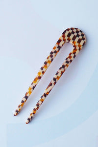 Custom Made Honey Checker Hair Pin - The Mercantile London