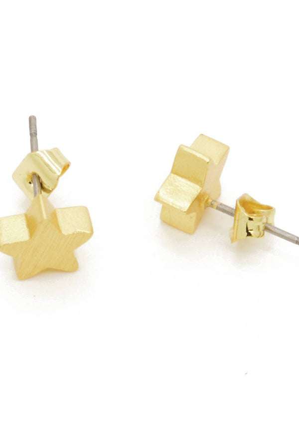 Gold star-shaped earrings on a white background