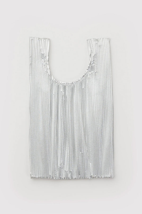 Baggu Pleated Silver Metallic Standard Bag - The Mercantile London