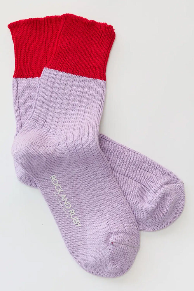 Rock + Ruby Wynona Red Lavendar Socks - The Mercantile London