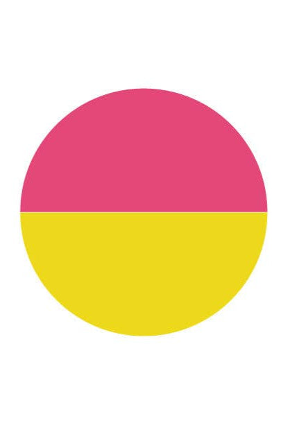 Two concentric circles, one pink and one yellow, on a white background