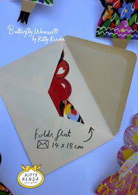 SS25 Kitty Kendra Butterfly Woman Peacock Greeting Card - The Mercantile London