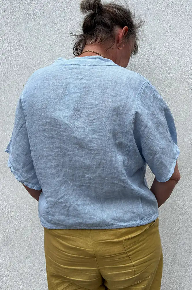 Linen & More Celeste Sky Blue Blouse