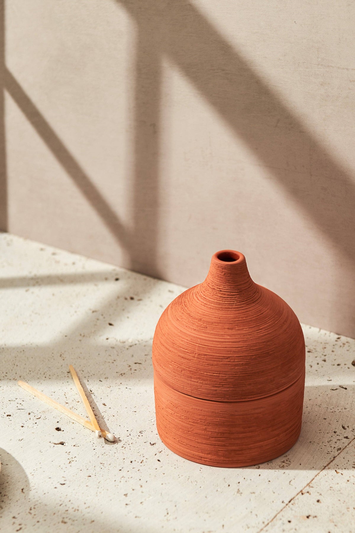 Lit By Drew Textured Terracotta Candle Moroccan Amber + Orris Root - The Mercantile London