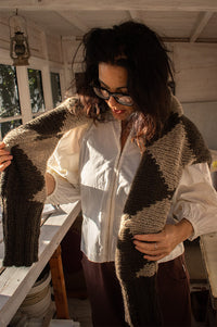 Dawn x Dare Erica Mocha Diamond Jumper - The Mercantile London