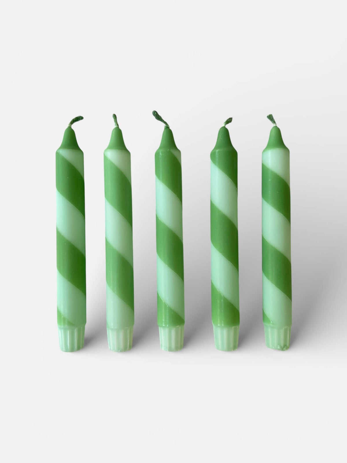 Hand Dipped Colourful Green Stripe Candy Cane Candles - The Mercantile London