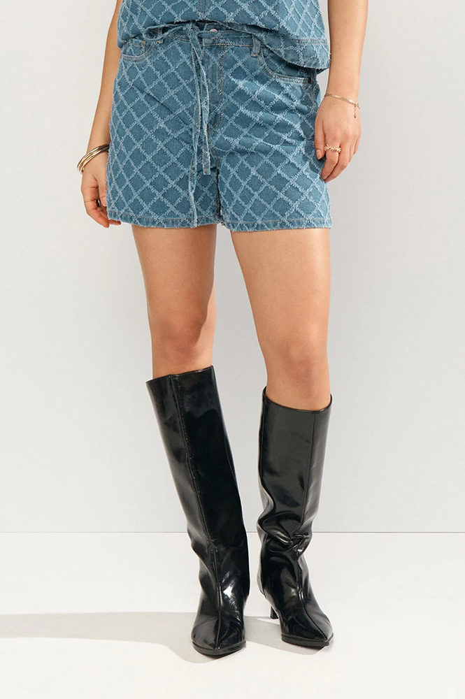 Numph Emilia Medium Blue Denim Shorts - The Mercantile London