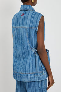 Damson Madder Hera Oversized Laser Stripe Gilet - The Mercantile London