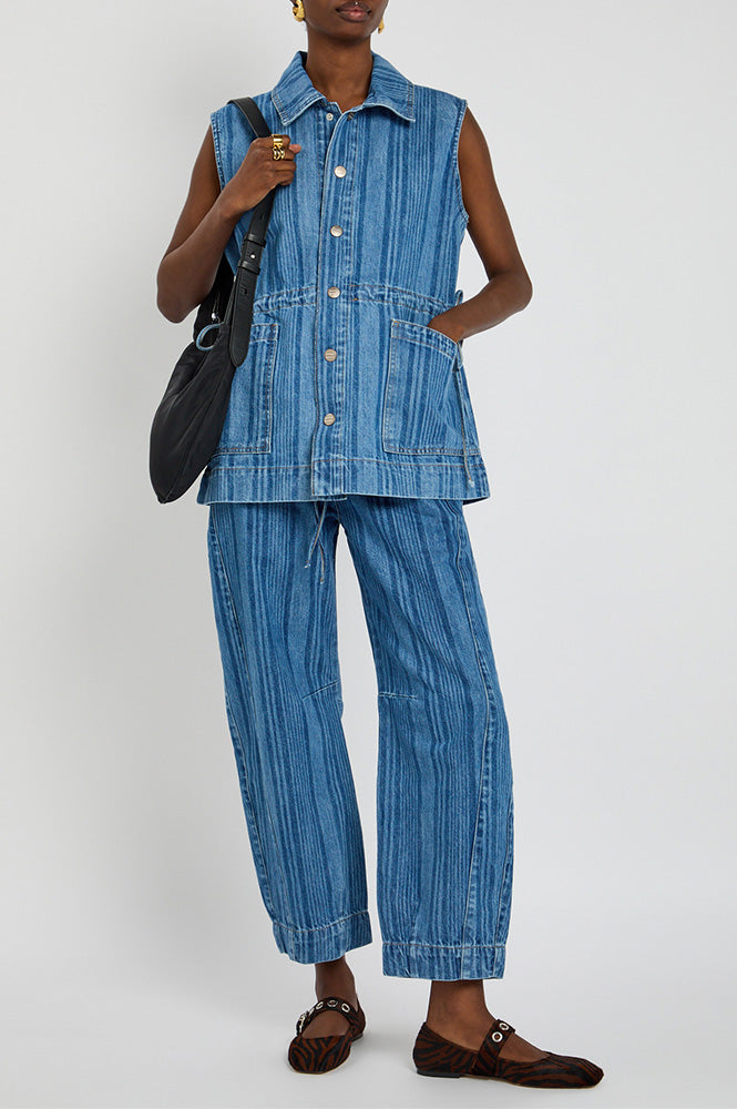 Damson Madder Hera Oversized Laser Stripe Gilet - The Mercantile London