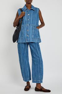 Damson Madder Hera Oversized Laser Stripe Gilet - The Mercantile London