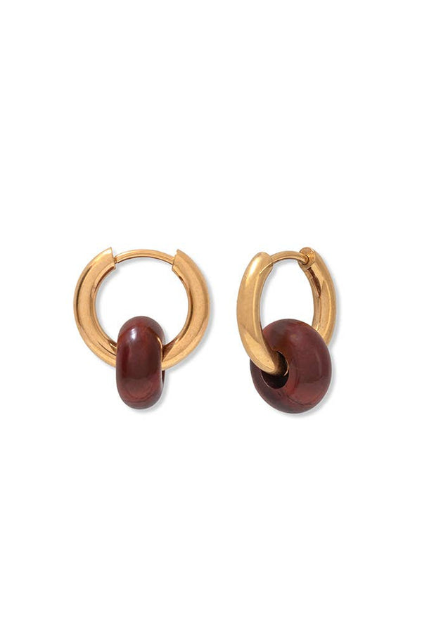 A Weathered Penny Red Jasper Gold Hoops