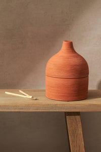 Lit By Drew Textured Terracotta Candle Moroccan Amber + Orris Root - The Mercantile London