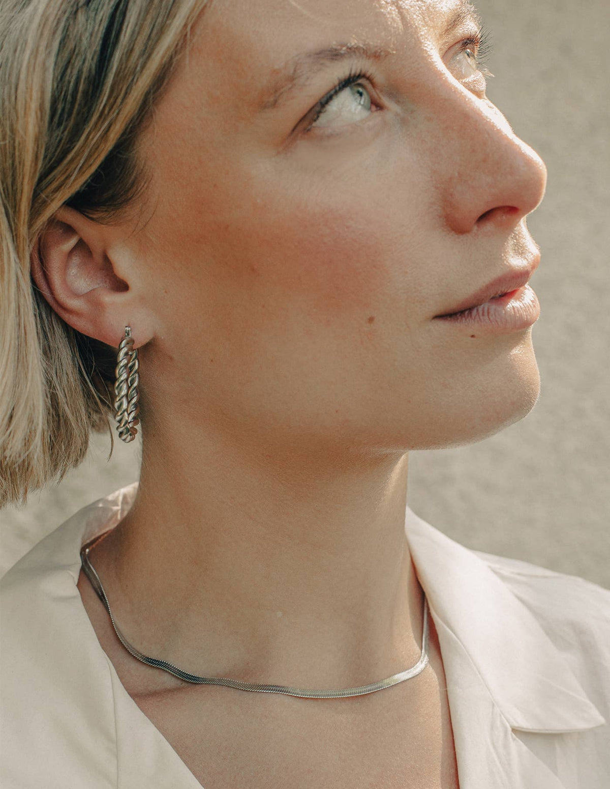 Silver Snake Chain Choker Necklace, Waterproof - The Mercantile London