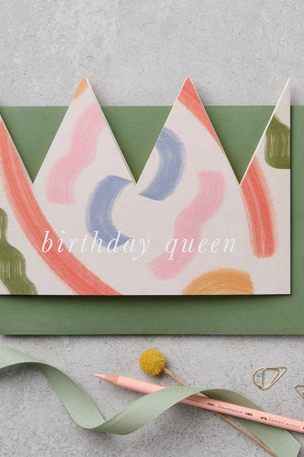 Katie Leamon Brushstroke Paper Crown Birthday Card