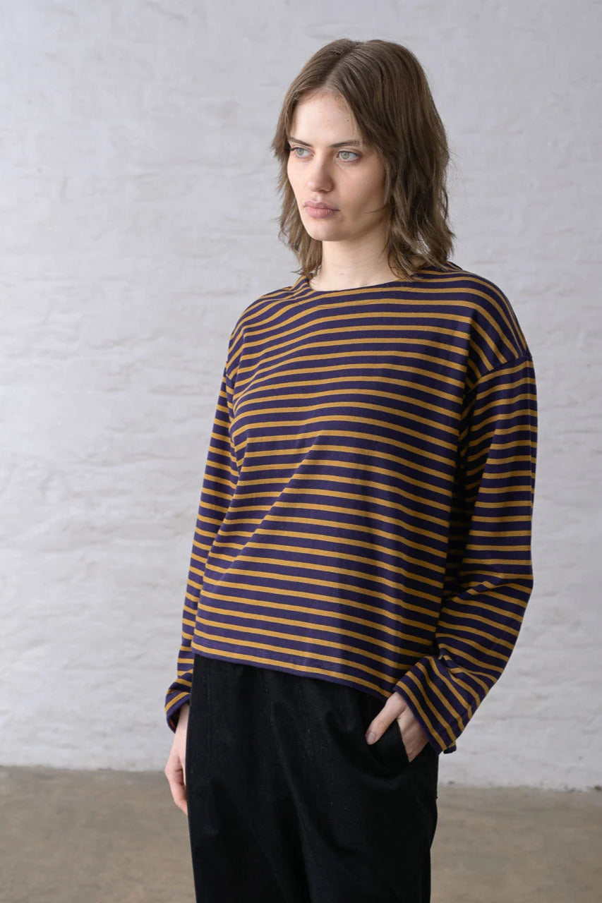 Bibico Zoe Navy & Bronze Striped Top