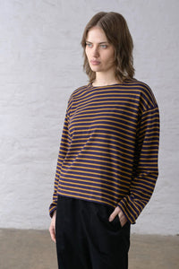 Bibico Zoe Navy & Bronze Striped Top