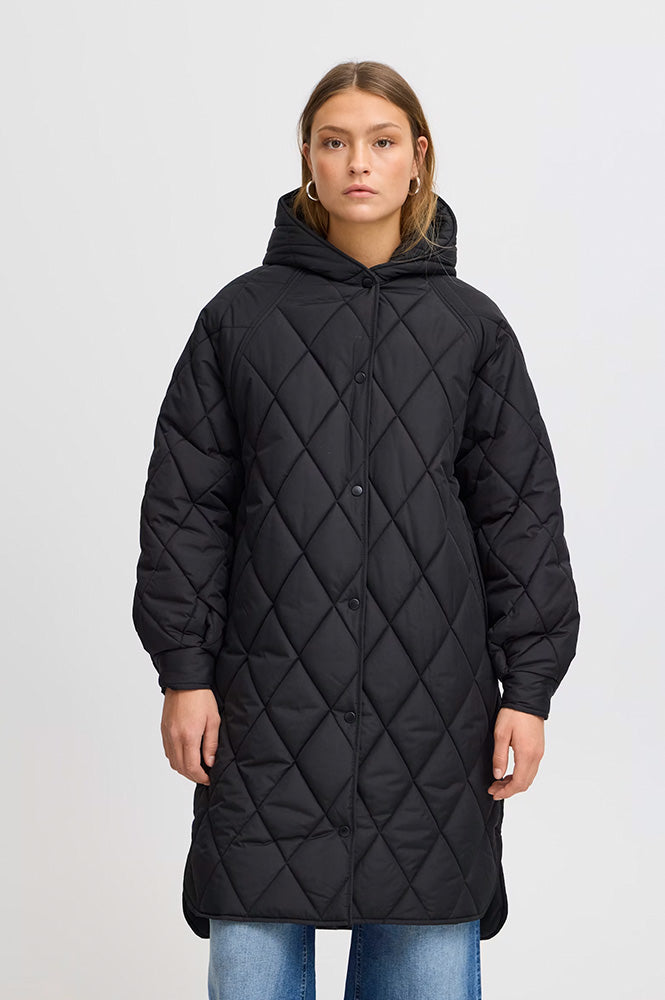 ICHI Hansa Black Quilted Coat