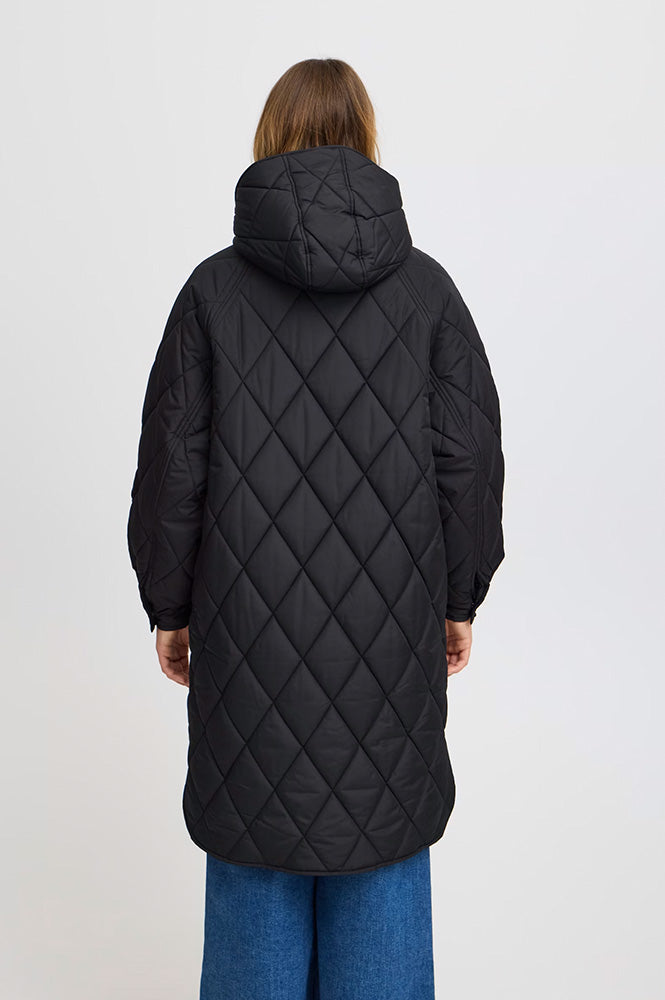 ICHI Hansa Black Quilted Coat