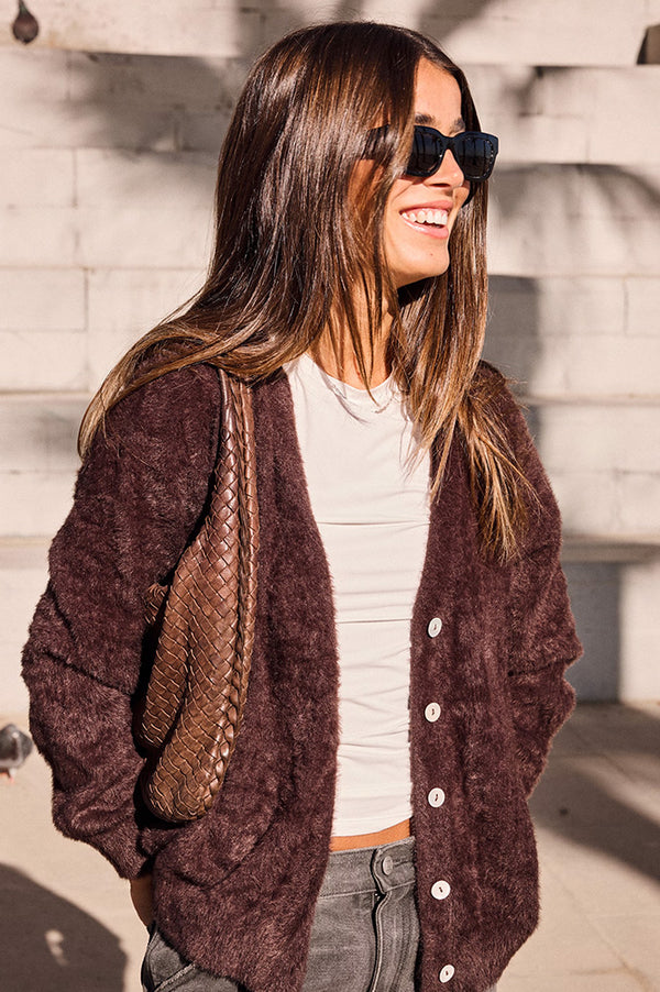 ICHI Brula Coffee Bean Cardigan - The Mercantile London