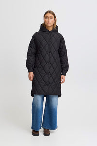 ICHI Hansa Black Quilted Coat