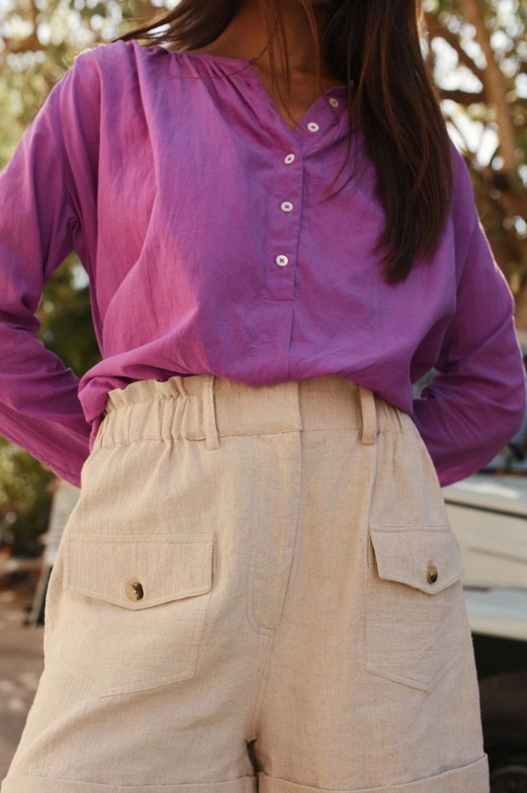 Indi & Cold Purple Cotton Voile Shirt - The Mercantile London