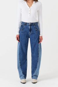 Seventy + Mochi Nina Twisted Two Tone Barrel Leg Jeans - The Mercantile London