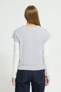 ICHI Aniles Cloud Dancer Metallic Knit Top