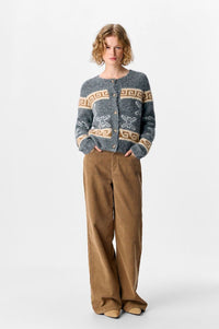 Object Galia Intarsia Knit Cardigan - The Mercantile London
