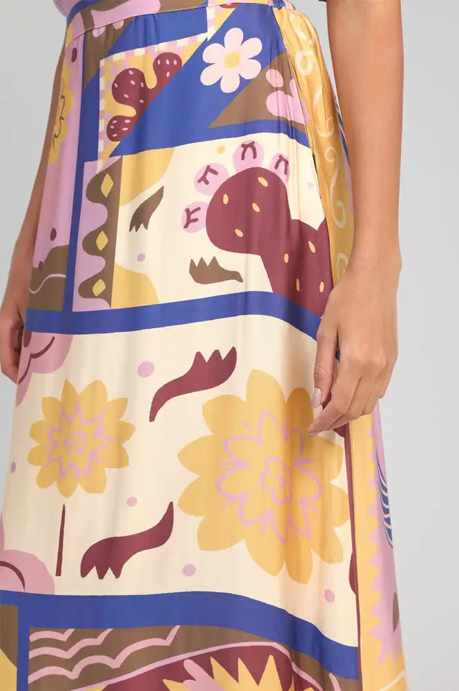 An'ge Rivila Patchwork Printed Midi Skirt - The Mercantile London