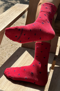 Le Bon Shoppe Tomato & Navy Heart Sneaker Socks