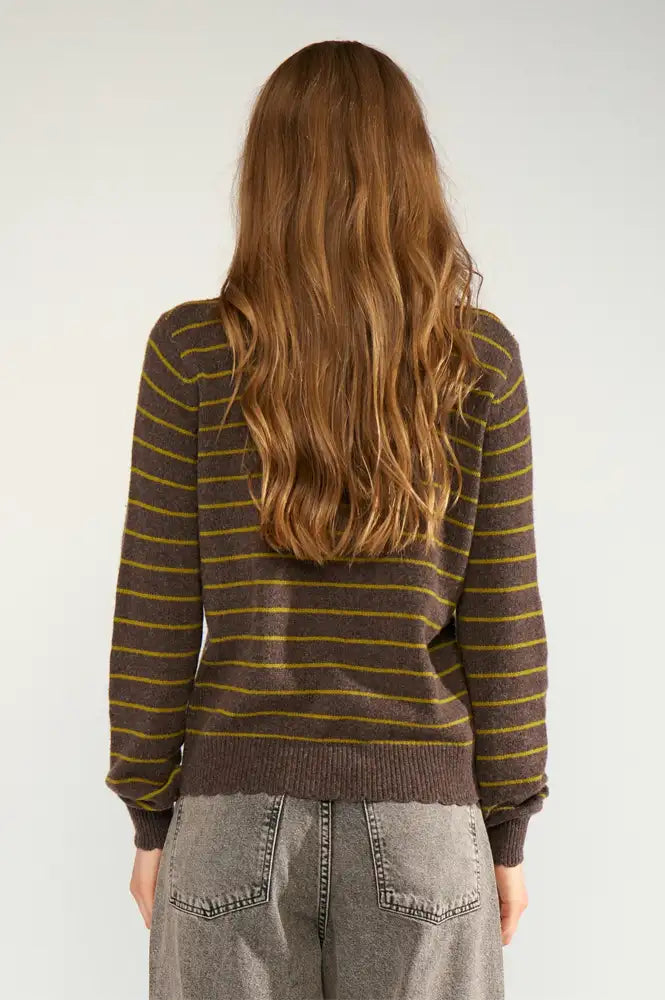Numph Lucinda Black Coffee Stripe Jumper