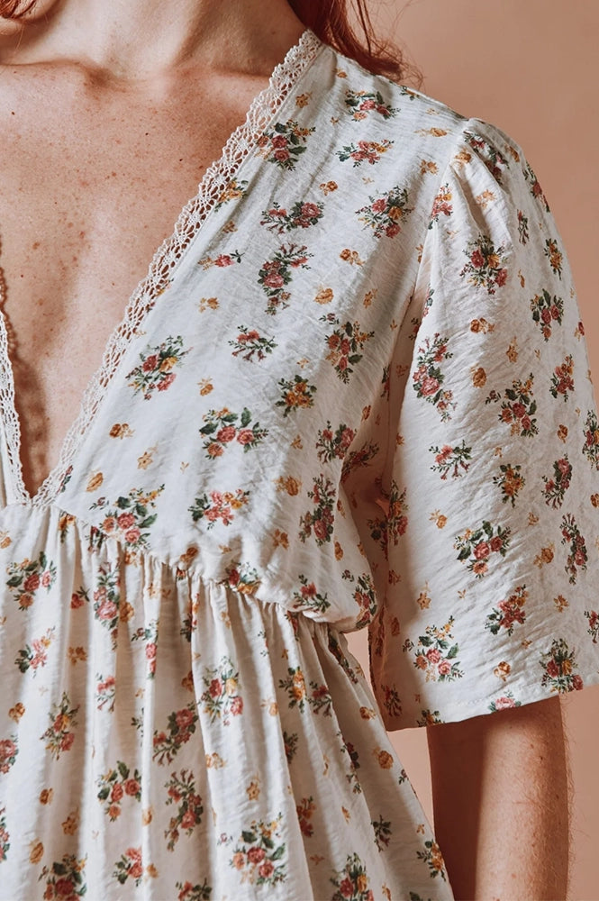 emile et ida brown vintage embroidered dress Emile et Ida Cream Embroidered Smocked Dress