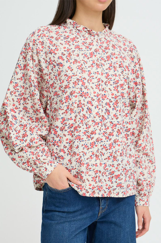 ICHI Qwina Teaberry Floral Blouse - The Mercantile London