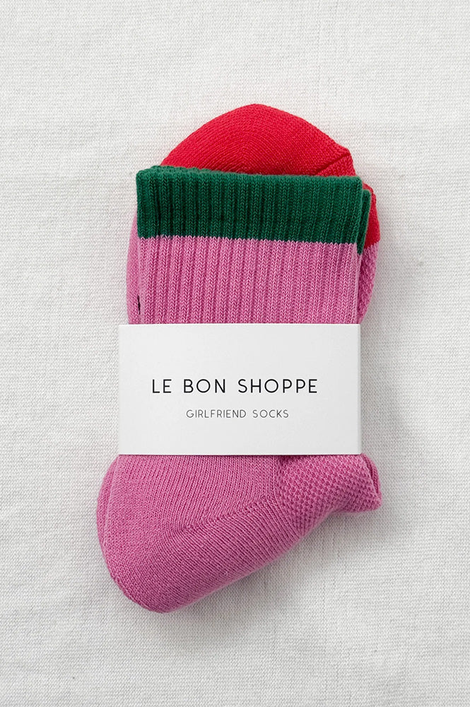 Le Bon Shoppe Girlfriend Colour Block Rose Green Socks - The Mercantile London