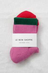 Le Bon Shoppe Girlfriend Colour Block Rose Green Socks - The Mercantile London