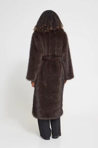 ICHI Havuza Chocolate Brown Melange Fur Coat