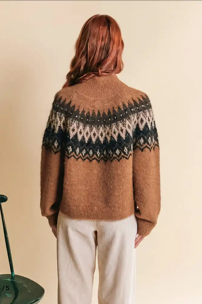 Emile Et Ida Ecrin Caramel Jacquard Jumper