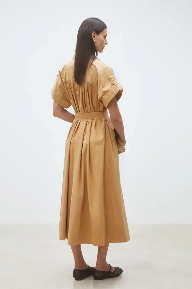 Suncoo Cristal Camel Belted Dress - The Mercantile London